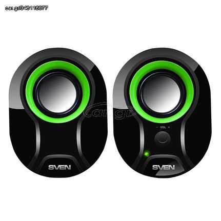 Speakers SVEN 290, 5W USB  (black-green)