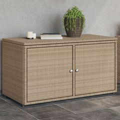 vidaXL Ντουλάπι Αποθήκευσης Κήπου Beige 110x55x60,5εκ. Συνθετικό Ρατάν