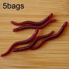 5bags 200pcs/bag 3.5cm Fishy Red Earthworm Fake Bait Luminous Fish Lure(Red)