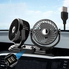 F621U Car Rotatable Turntable Silent Car Double Head Fan, Model: High Allocation USB