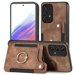 For Samsung Galaxy A53 5G Retro Skin-feel Ring Multi-card Wallet Phone Case(Brown)