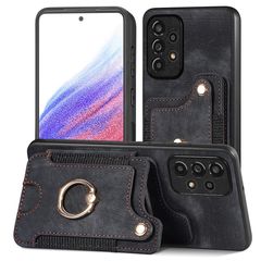 For Samsung Galaxy A53 5G Retro Skin-feel Ring Multi-card Wallet Phone Case(Black)