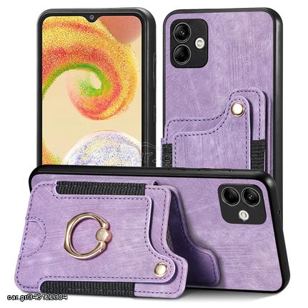 For Samsung Galaxy A04 Retro Skin-feel Ring Multi-card Wallet Phone Case(Purple)