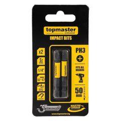 Μύτες κατσαβιδιού Impact Σταυρός με Μέγεθος PH3 50mm 2τεμ. 338732 TOP MASTER