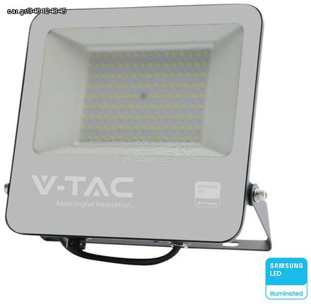 V-TAC Προβολέας LED SMD 100W 8700lm 115° IP65 Samsung Chip Μαύρο Σώμα Γκρι Γυαλί Φυσικό Λευκό 23440