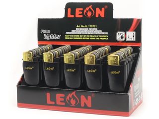 Αναπτήρας Leon 170751 BLACK AND GOLD WAVE πέτρας (Κουτί των 25τεμ) 5213006170751