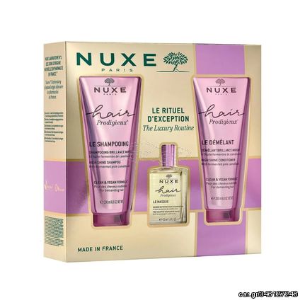 Nuxe PROMO 2024 Hair Prodigieux The Luxury Routine Set με Pre-Shampoo Nourishing Mask Μάσκα Θρέψης 30ml, High Shine Shampoo Σαμπουάν Λάμψης 200ml, High Shine Conditioner 200ml