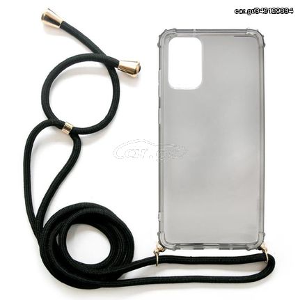 Θήκη TPU Crossbody inos Samsung G985 Galaxy S20 Plus Shock Proof Smoke με Μαύρο Strap