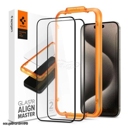 Tempered Glass Full Face Spigen Glas.tR Align Master Apple iPhone 15 Pro Max Μαύρο (2 τεμ.)