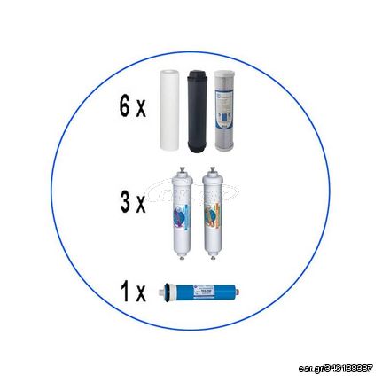 Τριετές Σετ Ανταλλακτικών Φίλτρων Όσμωσης 6 Σταδίων RO της Aqua Filter