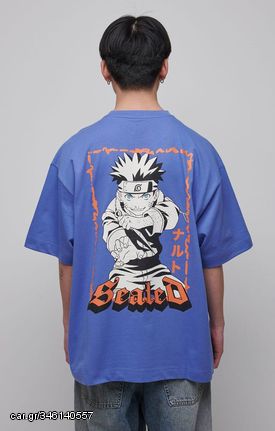 Naruto Shippuden T-Shirt Graphic Blue Size L