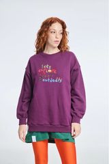 PCP Woman Crewneck with Embroidery Let's Explore Aubergine | PCP Γυναικειο Φουτερ με κεντημα