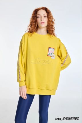 PCP Woman Crewneck with Embroidery Post It Yellow | PCP Γυναικειο Φουτερ με κεντημα