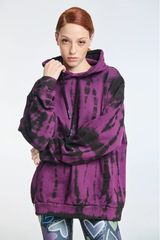 PCP Woman Hoodie with Embroidery TIE DYE Aubergine | PCP Γυναικειο Φουτερ με Κουκουλα και κεντημα TIE DYE