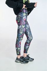 PCP Woman Printed High-Waisted Leggings Long Lynn Wine | Γυναικειο Μακρυ Εμπριμε Ψηλομεσο Κολαν Γυαλιστερο Lynn Κόκκινο