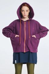 PCP Woman Zip Hoodie with Embroidery Amalfi Aubergine | PCP Γυναικεια Ζακετα με κουκουλα, φερμουαρ και κεντημα