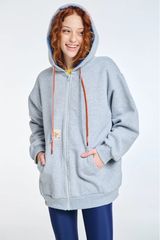 PCP Woman Zip Hoodie with Embroidery Let's Explore Grey | PCP Γυναικεια Ζακετα με κουκουλα, φερμουαρ και κεντημα