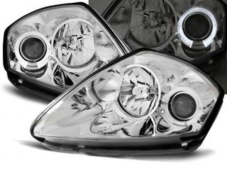 Φανάρια εμπρός Mitsubishi Eclipse (2000-2005) angel eyes - chrome , με λάμπες (Η1) - σετ 2τμχ. - SWMI03