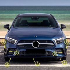 Splitters Μπροστινού Προφυλακτήρα Για Mercedes-Benz A-Class W177 19+ Amg Line Έκδοση Γυαλιστερό Μαύρο 7 Τεμάχια