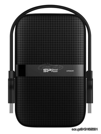 SILICON POWER εξωτερικός HDD Armor A60, 2TB, USB 3.2, μαύρος