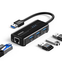 UGREEN 20265 Hub USB 3.0 with Gigabit Adapter Black - UGREEN
