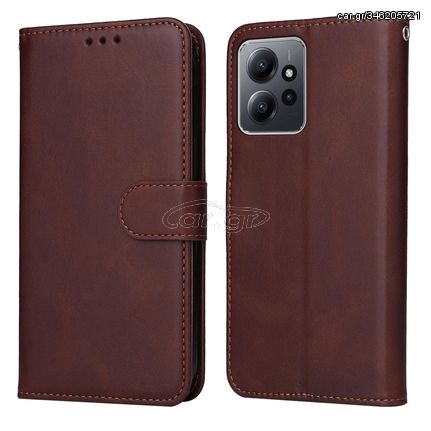 For Xiaomi Redmi Note 12 4G Global Classic Calf Texture Flip Leather Phone Case(Brown)