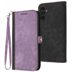 For Samsung Galaxy A54 5G Side Buckle Double Fold Hand Strap Leather Phone Case(Purple)