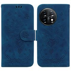 For OnePlus 11 Butterfly Rose Embossed Leather Phone Case(Blue)