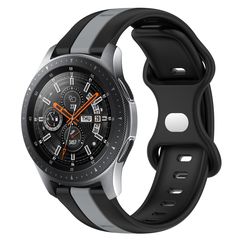 For Samsung Galaxy Watch 46mm 22mm Butterfly Buckle Two-Color Silicone Watch Band(Black+Grey)