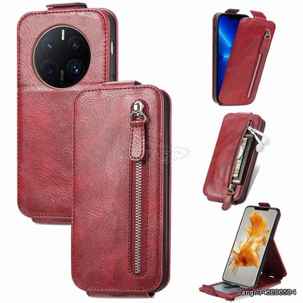 For Huawei Mate 50 Pro Zipper Wallet Vertical Flip Leather Phone Case(Red)