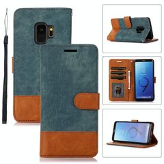 For Samsung Galaxy S9 Splicing Leather Phone Case(Green)