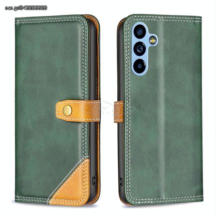 For Samsung Galaxy A54 5G Color Matching Double Sewing Thread Leather Phone Case(Green)