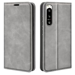 For Sony Xperia 5 IV Retro-skin Magnetic Suction Leather Phone Case(Grey)