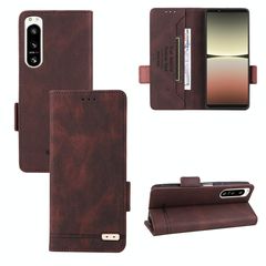 For Sony Xperia 5 IV Magnetic Clasp Flip Leather Phone Case(Brown)