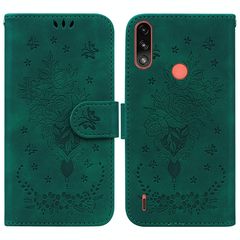 For Motorola Moto E7 Power / E7i Power Butterfly Rose Embossed Leather Phone Case(Green)