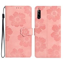 For Sony Xperia L4 Flower Embossing Pattern Leather Phone Case(Pink)