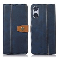 For Sony Xperia 5 V Stitching Thread Calf Texture Leather Phone Case(Blue)