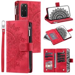 For Samsung Galaxy S20+ Multi-Card Totem Zipper Leather Phone Case(Red)