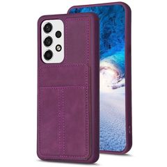 For Samsung Galaxy A53 5G BF28 Frosted Card Bag Phone Case with Holder(Dark Purple)