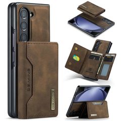 For Samsung Galaxy Z Fold5 DG.MING M2 Series 3-Fold Multi Card Bag + Magnetic Phone Case(Coffee)