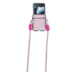 For Motorola Razr 40 Ultra Morandi Leather Texture Phone Case With Lanyard(Pink)