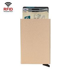 RFID Short Metal Card Case Credit Card Holder Wallet(Gold)