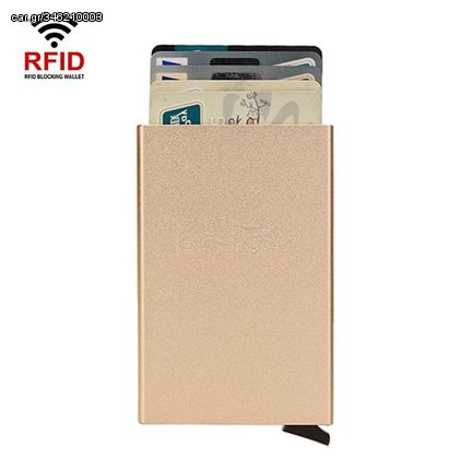 RFID Short Metal Card Case Credit Card Holder Wallet(Gold)