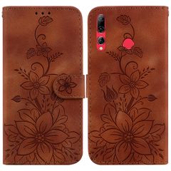 For Huawei P Smart Z Lily Embossed Leather Phone Case(Brown)