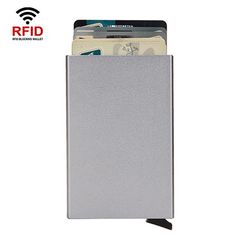 RFID Short Metal Card Case Credit Card Holder Wallet(Light Grey)