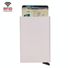 RFID Short Metal Card Case Credit Card Holder Wallet(Silver)