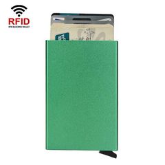 RFID Short Metal Card Case Credit Card Holder Wallet(Green)