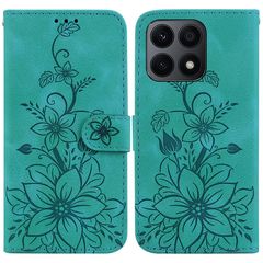 For Honor X8a Lily Embossed Leather Phone Case(Green)