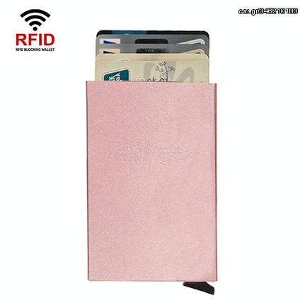 RFID Short Metal Card Case Credit Card Holder Wallet(Rose Gold)