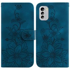 For Nokia G60 Lily Embossed Leather Phone Case(Dark Blue)